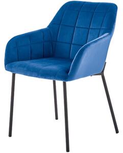 Scaun K305, albastru/negru, stofa catifelata/metal, 58X57X80 cm