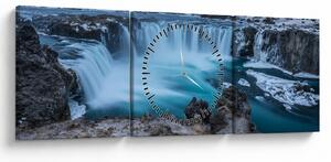 Tablou - Priveliște la cascade (cu ceas) (90x30 cm)