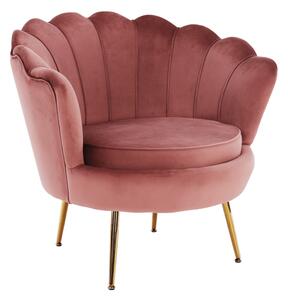 Fotoliu in stil Art-deco, catifea Velvet roz crom auriu, NOBLIN
