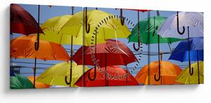 Tablou - Umbrele colorate (cu ceas) (90x30 cm)