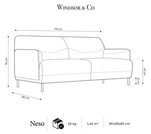 Canapea Windsor & Co Sofas Neso, 175 cm, gri deschis