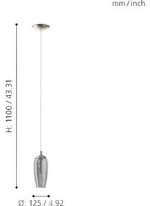 Pendul Farsala G9 1x3W, bec LED inclus, nichel satinat/sticlă fumurie