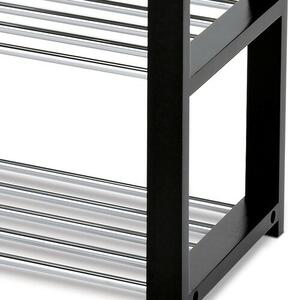 Raft pentru pantofi 4 niveluri negru/crom, 81x 30 x 73 cm