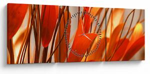 Tablou - Frunze înflorite (cu ceas) (90x30 cm)