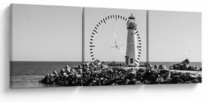 Tablou - Far de pe coastă, Santa Cruz, California (cu ceas) (90x30 cm)