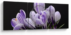 Tablou - Crocus violet (cu ceas) (90x30 cm)