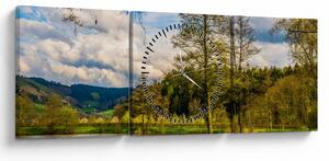Tablou - Barcă pe lac (cu ceas) (90x30 cm)
