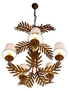 Candelabru Art Deco auriu cu 5 lumini cu capace albe - Botanica