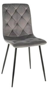 Scaun tapitat JERRY, gri/negru, stofa catifelata/metal, 45x39x91 cm