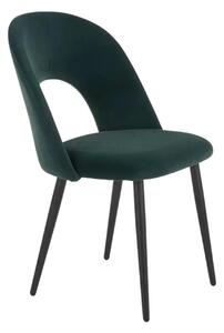 Scaun tapitat K384, verde/negru, stofa catifelata/metal, 54x57x84 cm