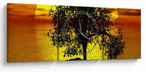 Tablou - Silueta copacilor (cu ceas) (90x30 cm)