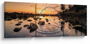 Tablou - Apus de soare la lac (cu ceas) (90x30 cm)