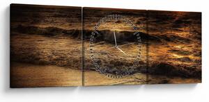 Tablou - Valuri la mal (cu ceas) (90x30 cm)