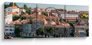 Tablou - Vedere aeriană a orașului (cu ceas) (90x30 cm)