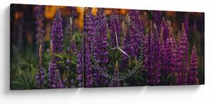 Tablou - Flori de lupin (cu ceas) (90x30 cm)