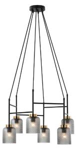 Lampa suspendata eleganta neagra ZAC cu abajururi de sticla 6x40W E27