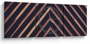 Tablou - Motiv de lemn pe fond negru (cu ceas) (90x30 cm)