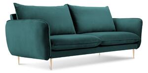 Canapea cu tapițerie din catifea Cosmopolitan Design Florence, verde petrol, 160 cm