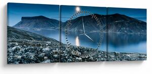 Tablou - Islanda noaptea (cu ceas) (90x30 cm)