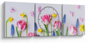 Tablou - Flori de primăvară (cu ceas) (90x30 cm)
