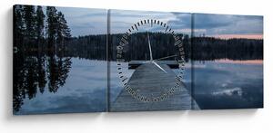 Tablou - Ponton de lemn, lac (cu ceas) (90x30 cm)