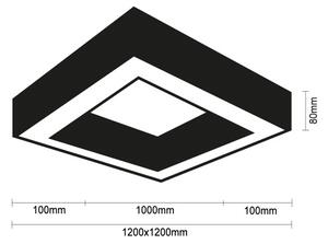 Plafonieră LED 150W/230V, 3000/4000/6500K, 120x120 cm, negru
