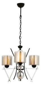 Candelabru VARANA cu lanț, 3xE27/40W/230V, negru/crom lucios