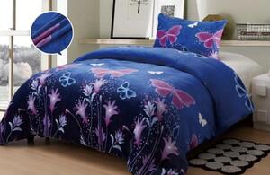 Lenjerie de pat din microfleece PINK BUTTERFLY albastru inchis Dimensiune lenjerie de pat: 70 x 90 cm | 140 x 200 cm