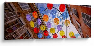 Tablou - Umbrele colorate (cu ceas) (90x30 cm)