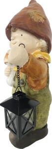 Figurină decorativă băiat cu felinar Lafiora H 40 cm maro