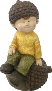 Figurină decorativă băiat cu ghindă Lafiora H 40 cm maro