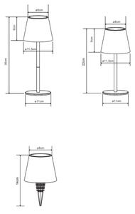 Globo 58488BL-LED Lampă de masă VANNIE, reîncărcabilă, cu control tactil și reglare a luminozității, pentru exterior 3W/5V IP54 1800mAh albastră