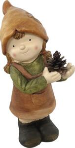 Figurină decorativă fetiță cu con Lafiora H 40 cm maro