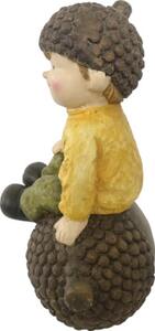 Figurină decorativă băiat cu ghindă Lafiora H 40 cm maro