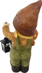 Figurină decorativă băiat cu felinar Lafiora H 40 cm maro
