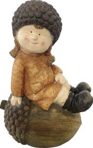 Figurină decorativă fetiță cu ghindă Lafiora H 39 cm maro