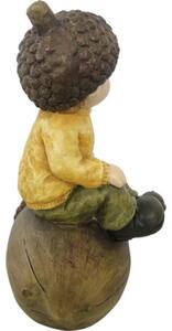 Figurină decorativă băiat cu ghindă Lafiora H 40 cm maro