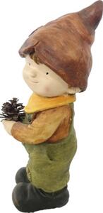 Figurină decorativă băiat cu con Lafiora H 40 cm maro