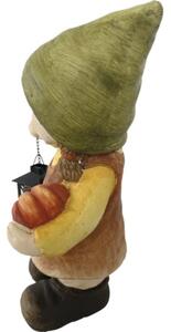 Figurină decorativă fetiță cu felinar Lafiora H 39 cm maro