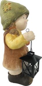Figurină decorativă fetiță cu felinar Lafiora H 39 cm maro