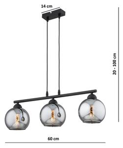 Brilagi - Lustră suspendată pe cablu DIOR 3xE27/60W/230V negru/gri fumuriu