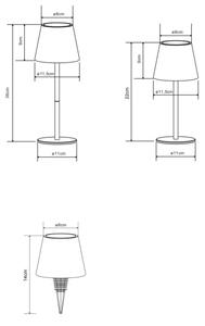 Globo 58488NG-LED Lampă de masă VANNIE pentru exterior, reglabilă (dimmabilă), cu control tactil și reîncărcabilă, 3W/5V IP54 1800mAh, verde