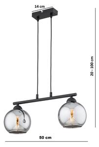 Brilagi - Lustră pe cablu DIOR 2xE27/60W/230V negru/gri fumuriu