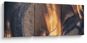 Tablou - Lemn în foc (cu ceas) (90x30 cm)