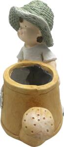 Figurină decorativă băiat cu stropitoare Lafiora H 40 cm verde