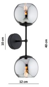 Brilagi - Lampă de perete DIOR 2xE27/60W/230V negru/gri fumuriu