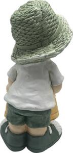 Figurină decorativă băiat cu stropitoare Lafiora H 40 cm verde
