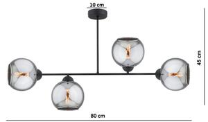Brilagi - Lustră aplicată DIOR 4xE27/60W/230V negru/gri fumuriu