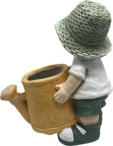 Figurină decorativă băiat cu stropitoare Lafiora H 40 cm verde