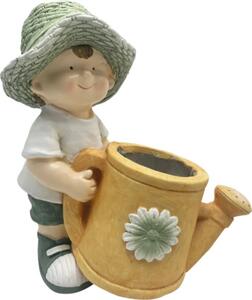 Figurină decorativă băiat cu stropitoare Lafiora H 40 cm verde